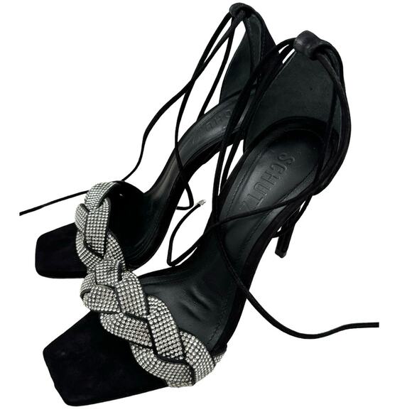 COPY - Schutz Stiletto Heels Braided Rhinestone Open Toe Strappy Glam Elegant S… - Picture 4 of 16